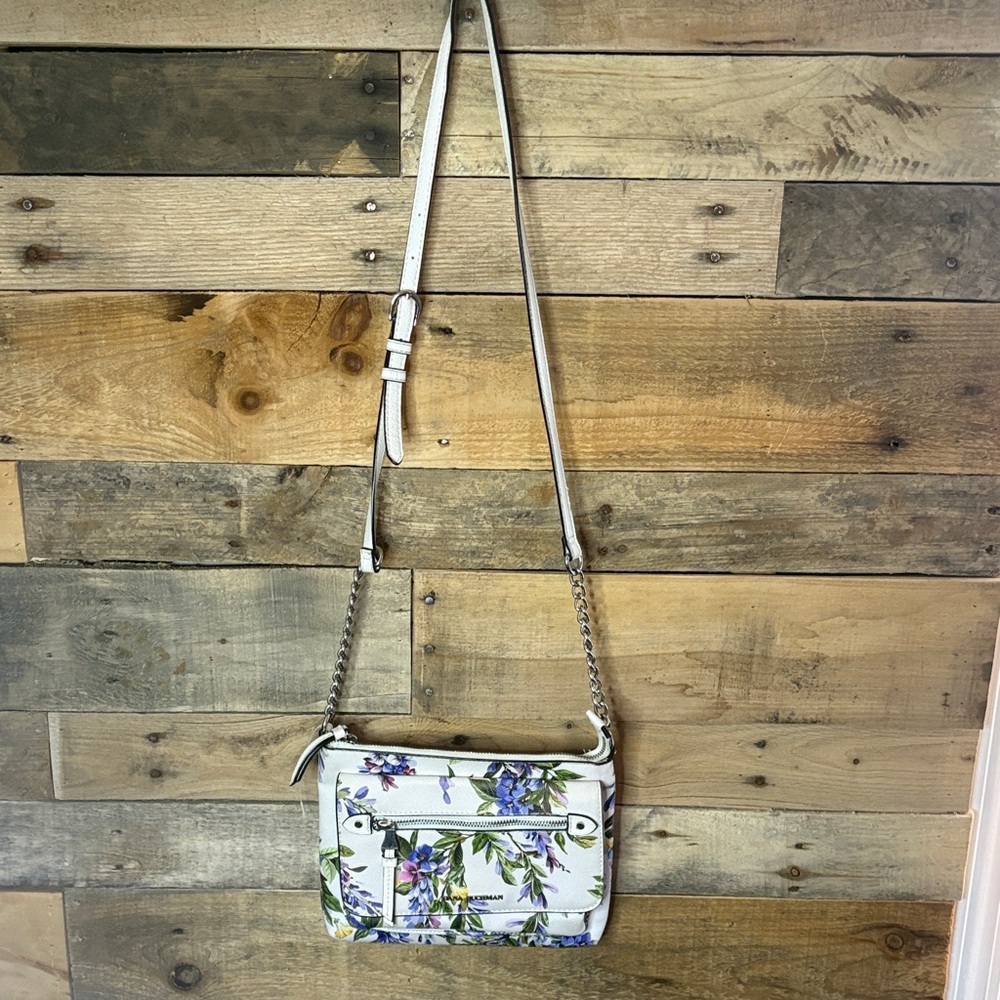 Dana Buchman White and Purple Floral Crossbody Bag